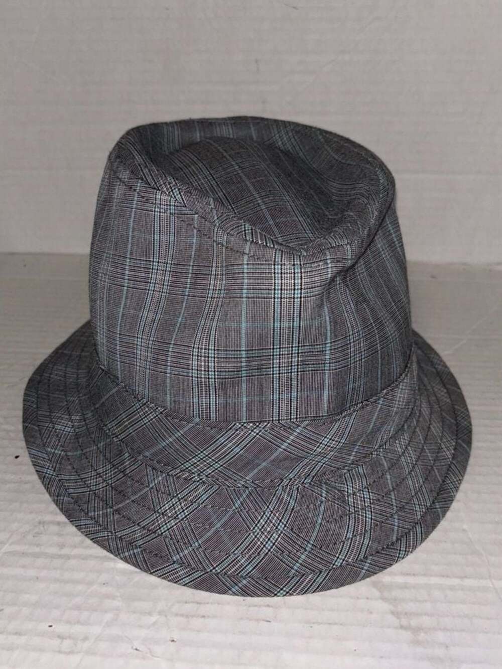 Kangol Sir Alperton Gray Plaid Fedora Hat L/XL